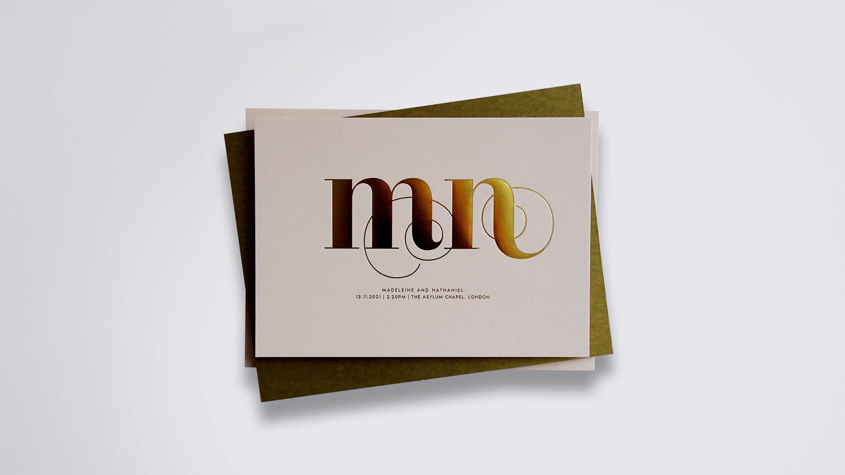 Chloe foil wedding stationery with Gloss Gold foil on Vellum White board