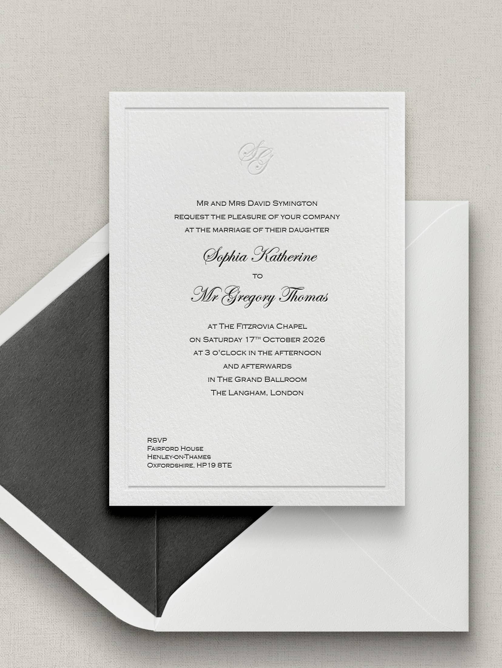 Katherine letterpress wedding stationery