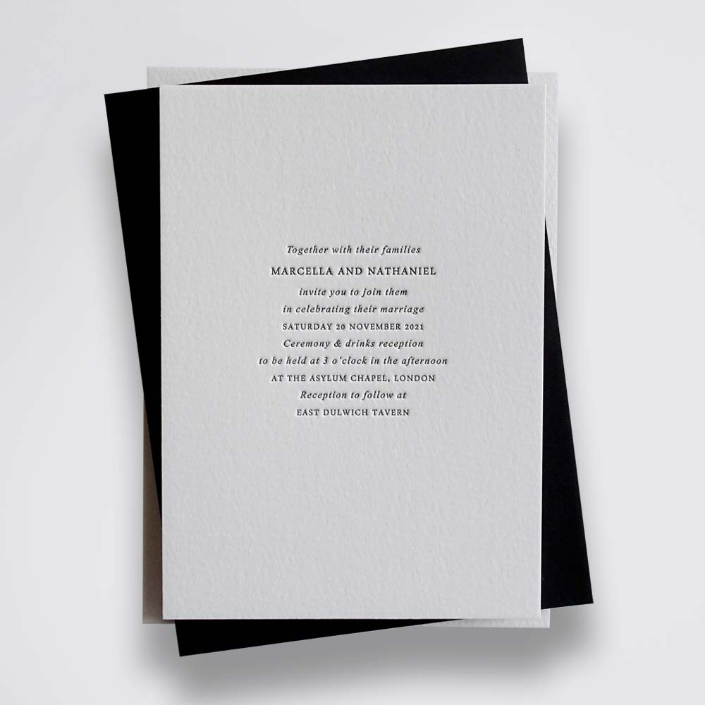 Marcella letterpress wedding invitation