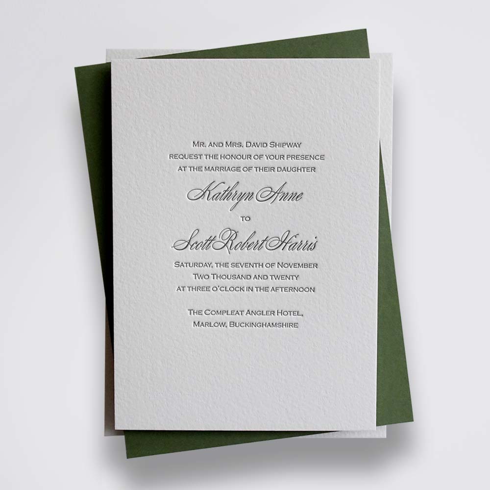 rosie - black traditional letterpress wedding invitation